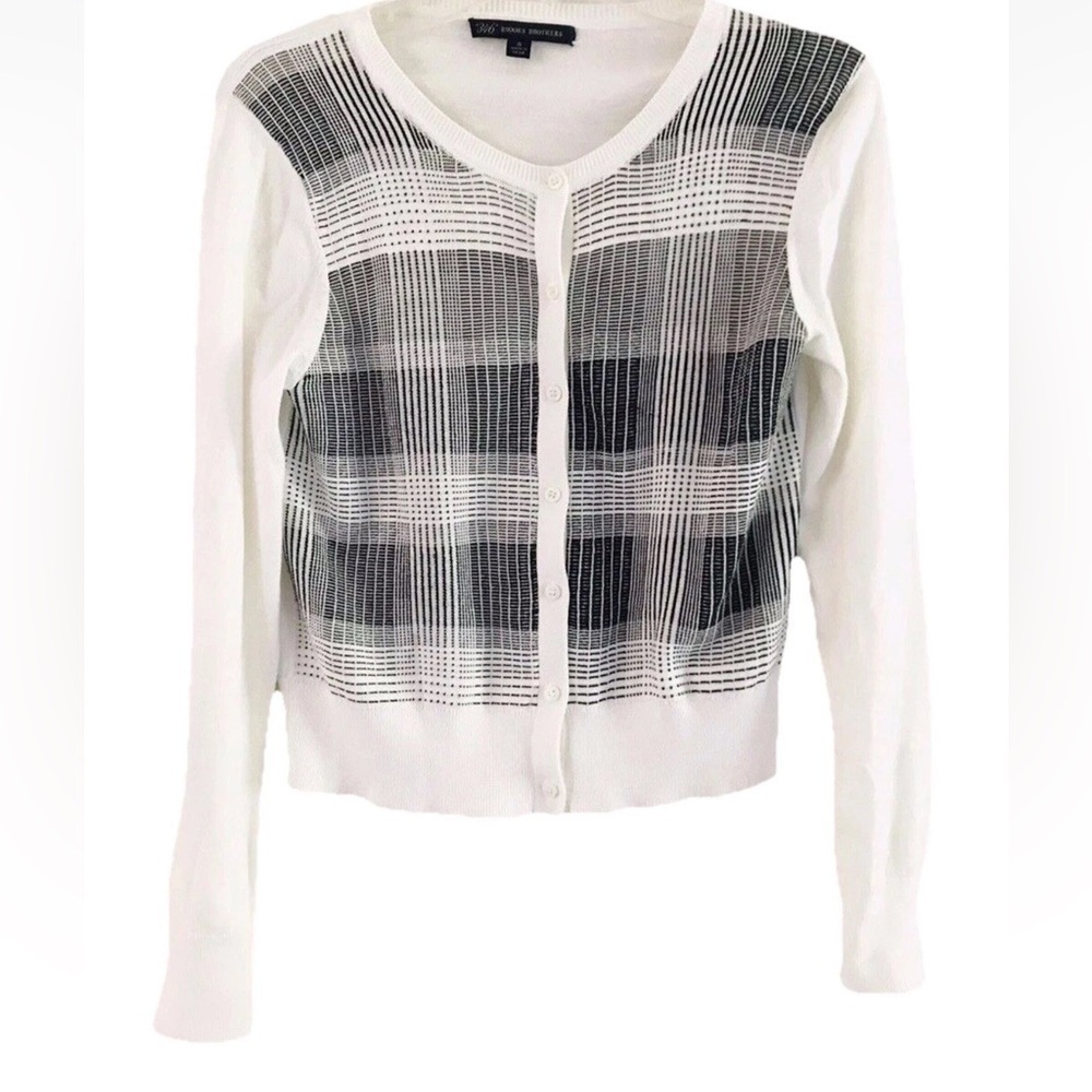 Brooks Brothers | Striped Button Front Cardigan Womens Size S White